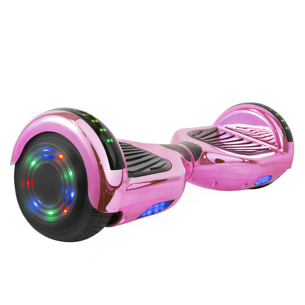AOB Hoverboard With Bluetooth Speakers, 7inH x 27inW x 7-5/16inD, Pink/Chrome MPN:995109499M