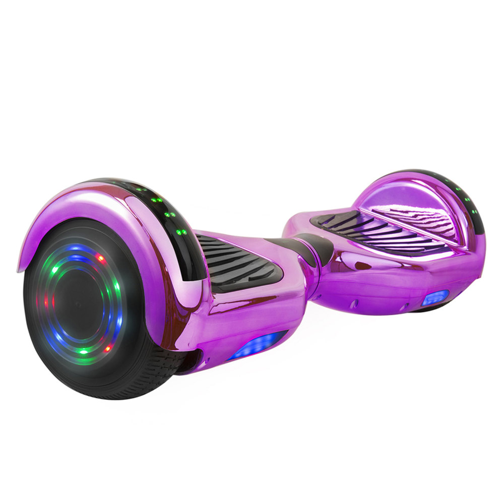 AOB Hoverboard With Bluetooth Speakers, 7inH x 27inW x 7-5/16inD, Purple/Chrome MPN:995109500M