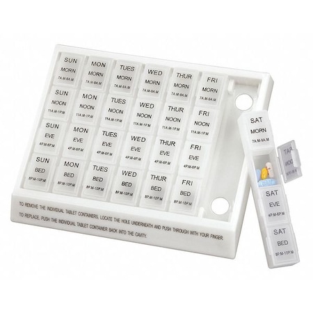 Pill Organizer, 10 3/8 in L x 8 1/2 in W x 1 1/8 in H MPN:640-8223-0000