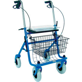 DMI Classic Steel Rollator Walker with Padded Seat Blue 501-1013-0100