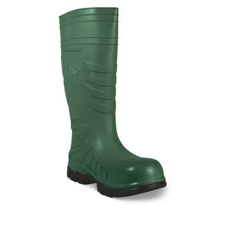 Men's Poly Tuff Polyurethane Boots, Composite Toe, Black, Green, 6 MPN:80171-06