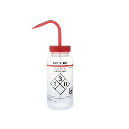 Wash Bottle, Safety Label, Clr/Red, PK6 MPN:120250