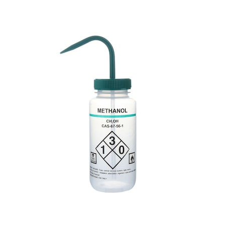 Wash Bottle, Safety Labeled, Clr/Grn, PK6 MPN:120254