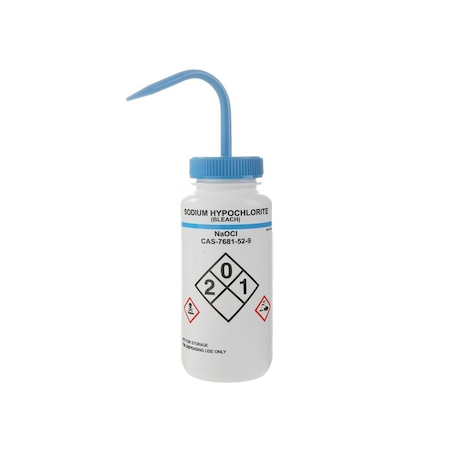 Wash Bottle, Safety Labeled, Wht/Blue, PK6 MPN:120255