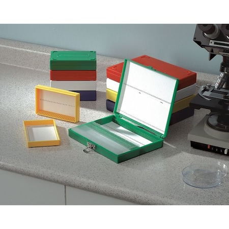 MICROSCOPE SLIDE BOX 25 SLOTTED WH HEA MPN:HS15989R