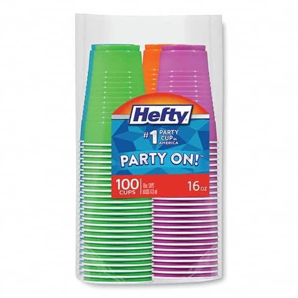 Easy Grip Disposable Plastic Party Cups, 16 oz, Assorted, 100/Pack MPN:RFPC21637
