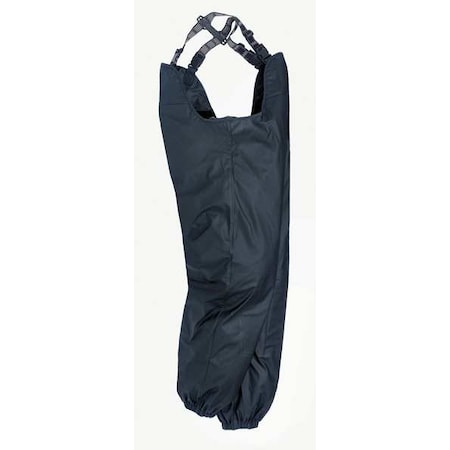 Rain Bib Overall, Polyurethane, 33 in Inseam, 36 in to 38 in Waist, 0.24 mm Thickness, Navy, L MPN:70417_590-L