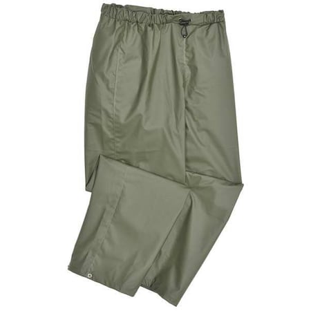 Rain Pants, Polyester/PVC, 31 1/2 in Inseam, Elastic Closure, Green, Size S MPN:70429_480-S