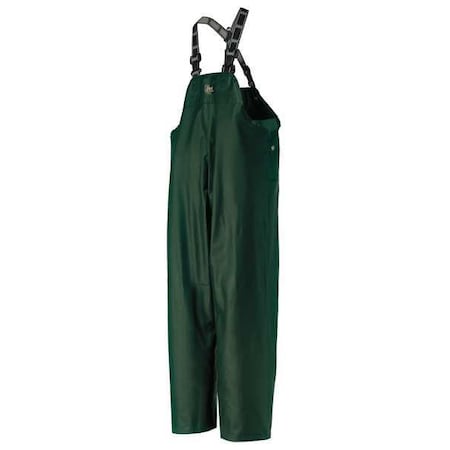Rain Bib Overall, Cotton/PVC, 32 in Inseam, 33 in to 35 in Waist, 0.45 mm Thickness, Green, M MPN:70500_490-M