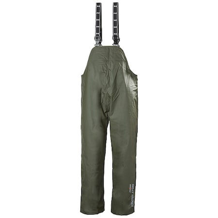 Rain Bib Overall, Polyester, 32 in Inseam, 33 in to 34 in Waist, 35 mil Thickness, Green, M MPN:70529_480-M