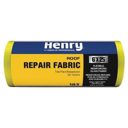 Roof Repair Fabric, 6 in x 25 ft, Roll, Yellow MPN:HE183196