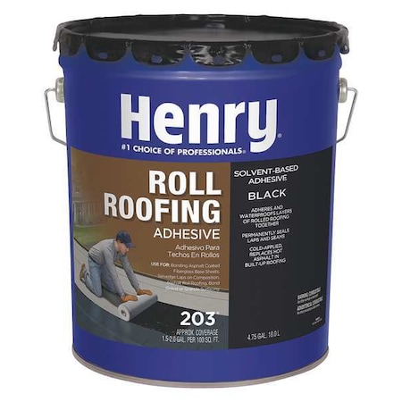 Roll Roofing Adhesive, 5 gal, Pail, Black MPN:HE203071