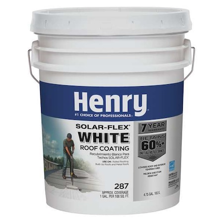 Protective Roof Coating, 4.75 gal, Pail, White MPN:HE287SF018