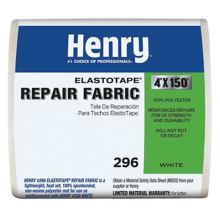 Repair Fabric, 4 in x 150 ft, Roll, White MPN:HE296195