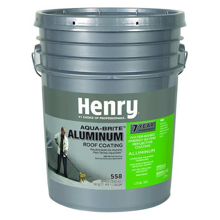 Aluminum Roof Coating, 5 gal, Pail, Silver MPN:HE558018