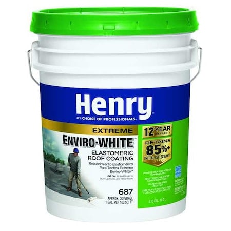 Elastomeric Roof Coating, 4.75 gal, Pail, White MPN:HE687406