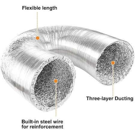 FlexibleDuct, 12inDia, BoPET, 25ft Length MPN:HFACC-DUCL2