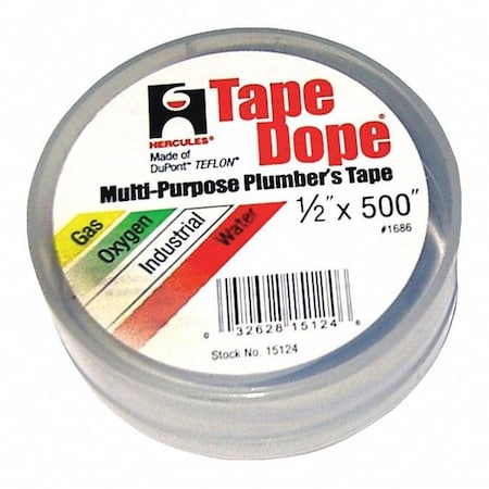 Pipe Thread Sealant Tape, 1/2in W, 500in L MPN:15124