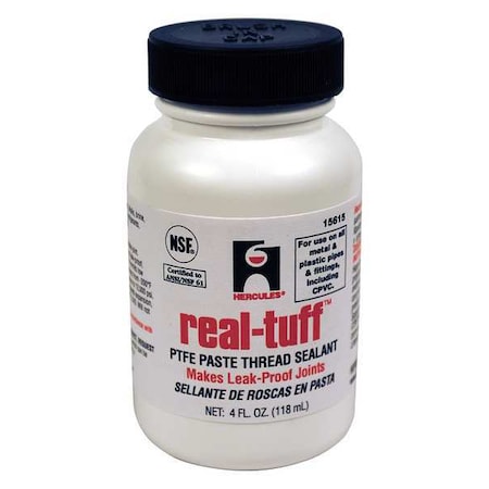 Pipe Thread Sealant 4.8 fl oz, Brush-Top Can, Real Tuff, White, Paste MPN:15615