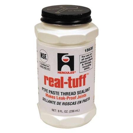 Pipe Thread Sealant 9.6 fl oz, Brush-Top Can, Real Tuff, White, Paste MPN:15620