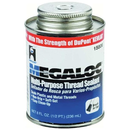 Pipe Thread Sealant 8 fl oz, Brush-Top Can, Megaloc, Blue, Paste MPN:15806