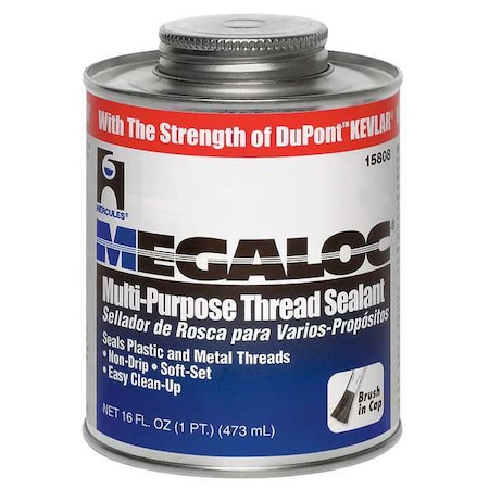 Pipe Thread Sealant 19.2 fl oz, Brush-Top Can, Megaloc, Blue, Paste MPN:15808