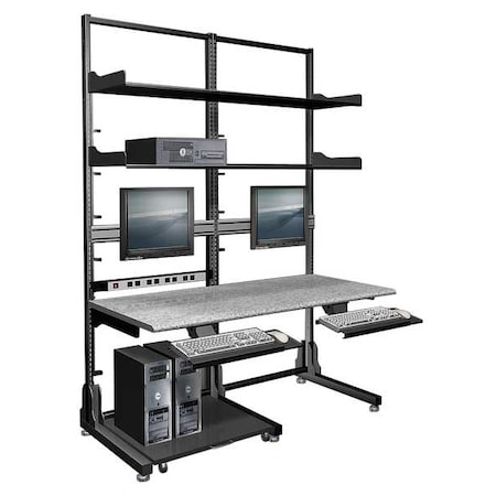Computer Workstation, 35 in D X 87 in H, 60 in W X Laminate, Metal, Black, Gray MPN:95-DUO84-600