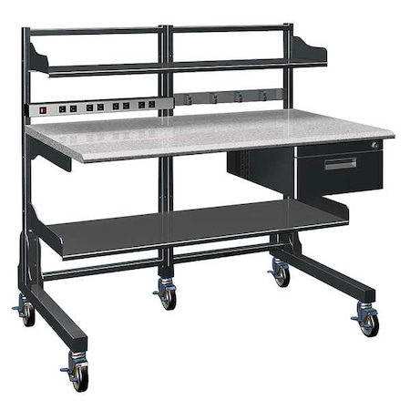 Medical Workstation, 35 in D X 49 in H, 48 in W X Laminate, Metal, Rubber, Black, Gray MPN:95-MIDIW-048