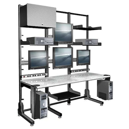 Computer Workstation, 35 in D X 87 in H, 72 in W X Laminate, Metal, Black, Gray MPN:95-TRI84-720