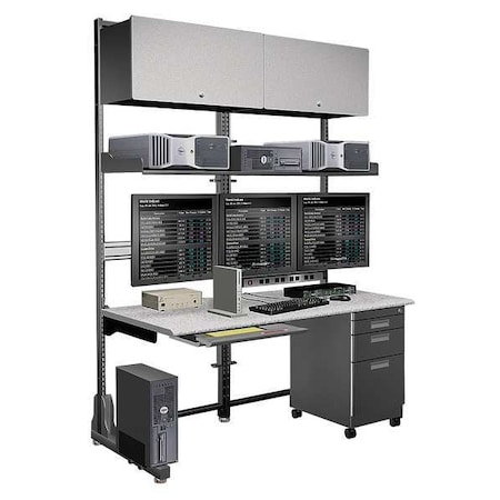Computer Workstation, 35 in D X 87 in H, 60 in W X Laminate, Metal, Black, Gray MPN:95-TRIMO-000