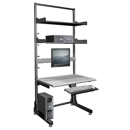 Computer Workstation, 35 in D X 87 in H, 36 in W X Laminate, Metal, Black, Gray MPN:95-UNI84-360