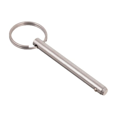 Detent Hitch Pin, 1/4 in Dia, 3 in Usable L, Stainless Steel, 1 PK MPN:DTPS-0250-2000
