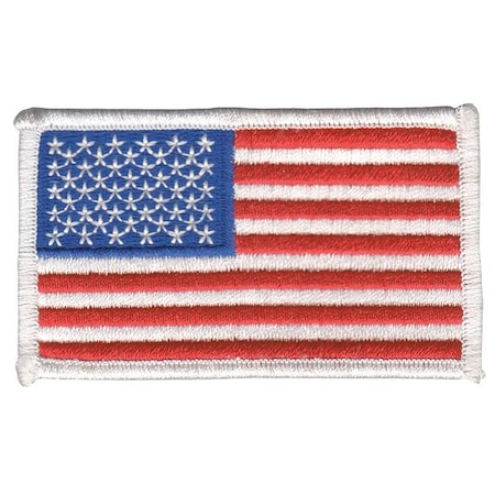 U.S. Flag, Embroidered Patch, White, 3-3/8 in x 2 in MPN:0005HP