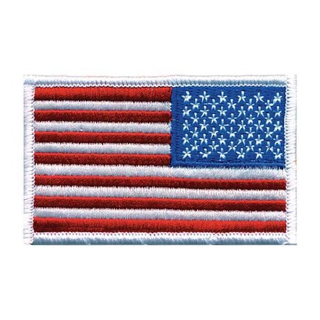 Embroidered Patch, U.S. Flag, White MPN:0039