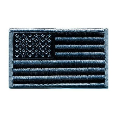 Embroidered Patch, U.S. Flag, Silver/Black MPN:0042
