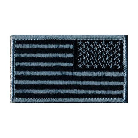 Embroidered Patch, U.S. Flag, Silver/Black MPN:0044