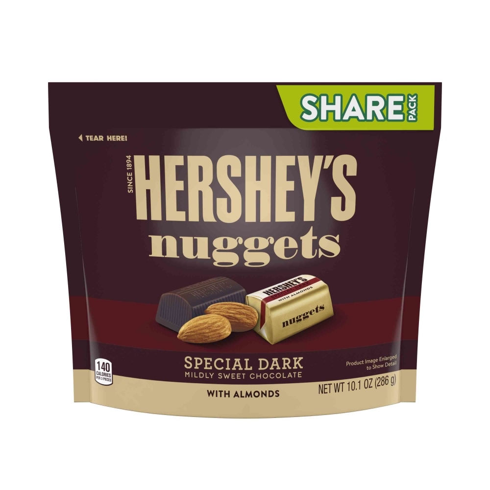 Hersheys Nuggets Special Dark Chocolate With Almonds Candy, 10.1 Oz, Pack Of 3 Bags MPN:01874