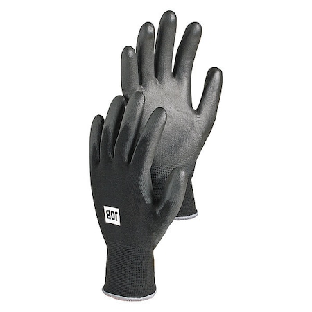Coated Gloves, Polyurethane, Palm, Black, M MPN:72350-08