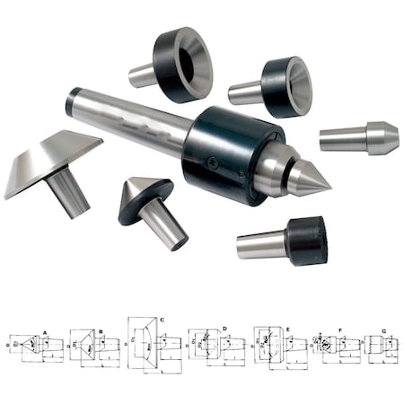 MT5 7 Piece Interchangeable Bull Nose Live Center Set MPN:3900-5055