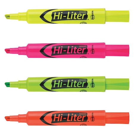 Desk-Style Highlighters, Chisel Tip, Assorted Colors, Smear Safe, Nontoxic, PK4 MPN:7170924063