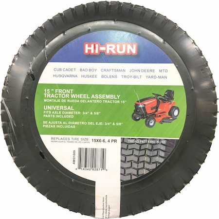 15X6.00-6 Lawn Mower Tire, SU12, 30 psi MPN:AWD1009