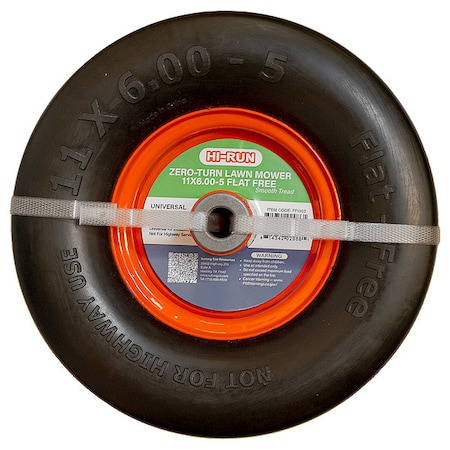 Zero Turn Lawn Mower Tire & Wheel, Flat Free, 11 x 6.00, Smooth Tread, 350 lb Cap MPN:FF1003