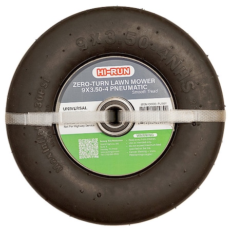 9X3.50-4 Lawn Mower Tire, Smooth, 30 psi MPN:PL1001