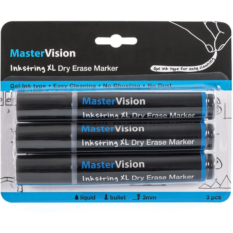 Bi-silque Dry Erase Markers - 3 mm Marker Point Size - Bullet Marker Point Style - Black Gel-based Ink - 3 Each (Min Order Qty 5) MPN:PE4101