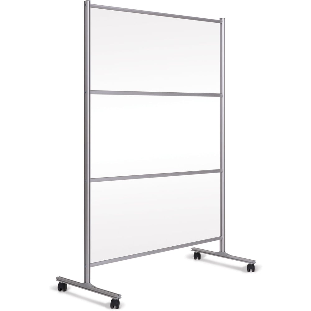 Bi-silque Mobile Glass Panel Divider, 50inW x 22inD x 80.3inH, Glass, Aluminum, Transparent MPN:BVCDSP273046