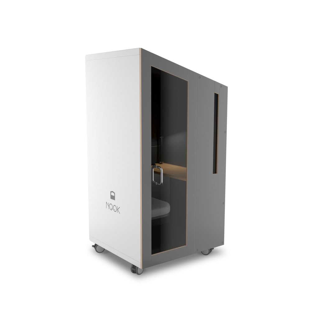 Nook POD Solo Single Person Workspace Pod, White/Gray, 77inH x 40inW, NOOK0065 MPN:NOOK0065