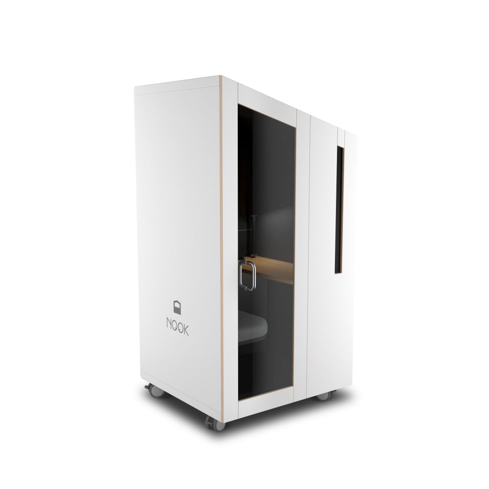 Nook POD Solo Single Person Workspace Pod, White/Gray, 77inH x 40inW, NOOK0065W MPN:NOOK0065-W