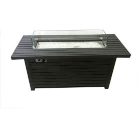 Hiland Outdoor Rectangle Fire Pit with Wind Screen Black Mocha AFP-RT-WS