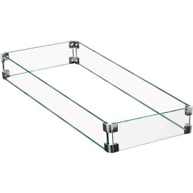 Hiland Rectangular Fire Pit Glass Wind Screen Clear AWS-RT30