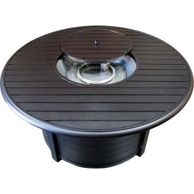 Hiland Round Outdoor Aluminum Propane Fire Pit Black F-1350-FPT